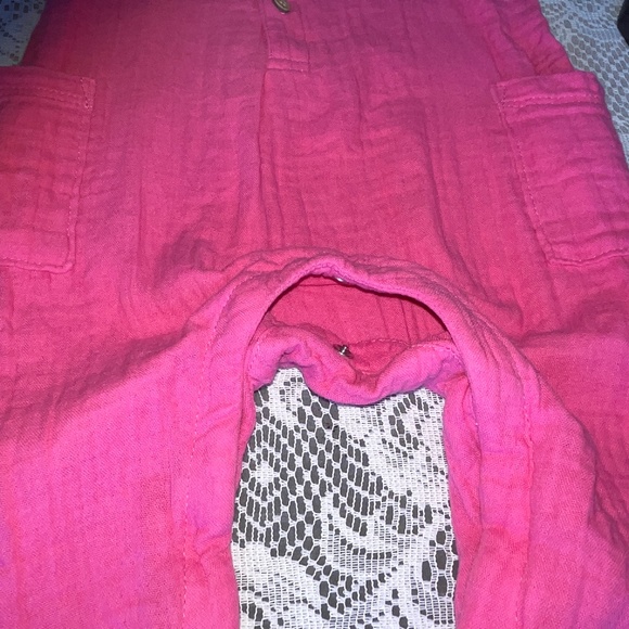 Old Navy Muslin Cotton Hot Pink Romper Infant Baby Girl Size 6-12 Months - Picture 7 of 8